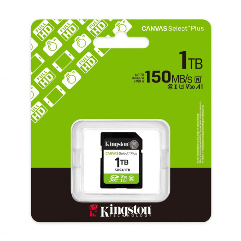 Card de memorie SDXC 1TB, Kingston Canvas Select Plus Gen3, SDS3/1TB