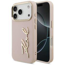 Husa iPhone 17 Pro Karl Lagerfeld Hardcase Script Logo, roz, KLHCP17LPSKMGVP