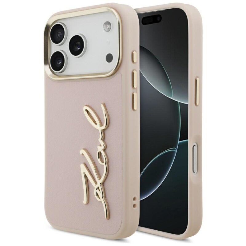 Husa iPhone 17 Pro Karl Lagerfeld Hardcase Script Logo, roz, KLHCP17LPSKMGVP