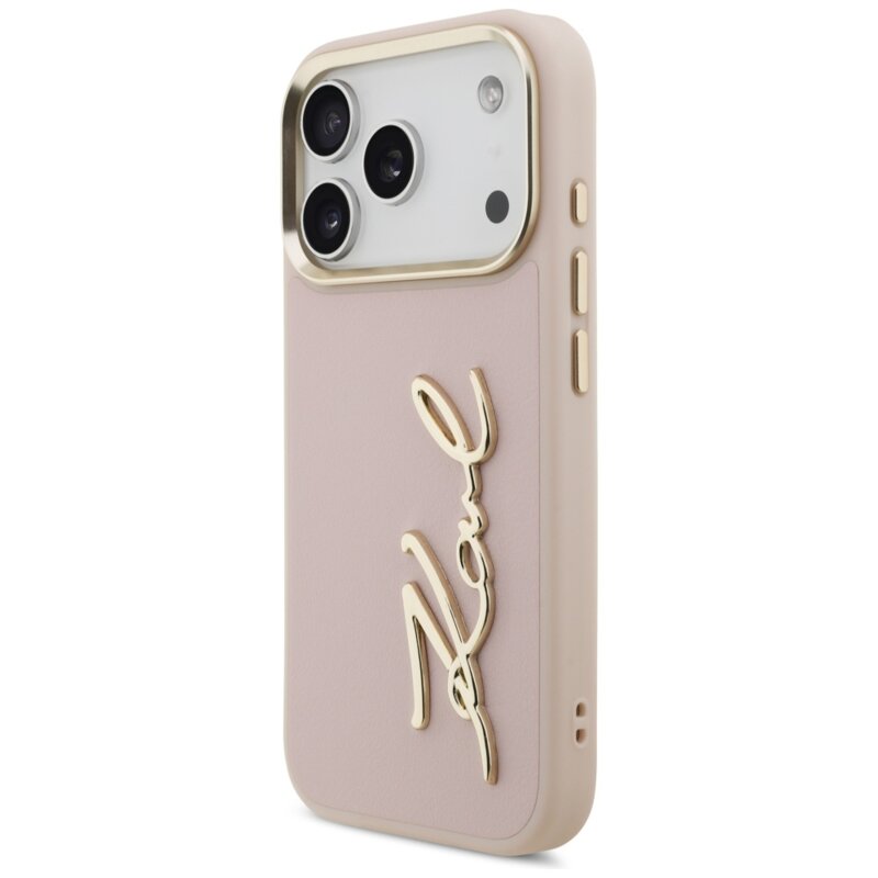 Husa iPhone 17 Pro Karl Lagerfeld Hardcase Script Logo, roz, KLHCP17LPSKMGVP