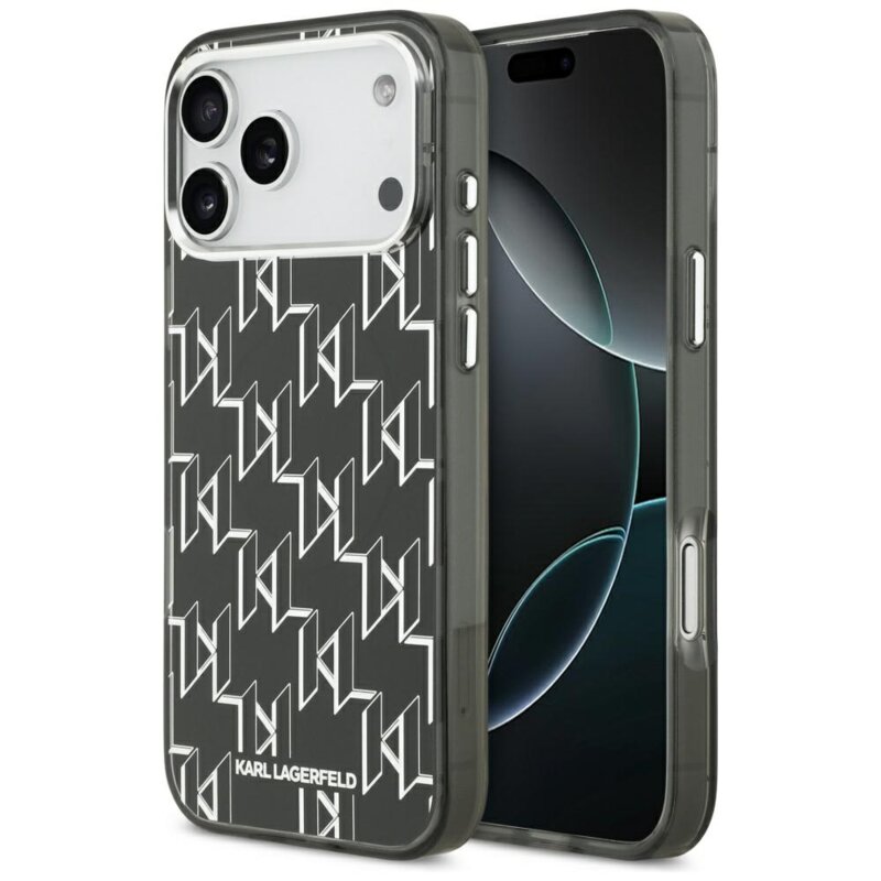 Husa iPhone 17 Pro Max Karl Lagerfeld IML MagSafe KL Monogram, negru, KLHMP17XHMIKLMEK