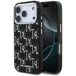 Husa iPhone 17 Pro Karl Lagerfeld IML MagSafe KL Monogram, negru, KLHMP17LHMIKLMEK