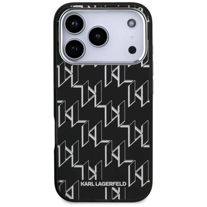 Husa iPhone 17 Pro Karl Lagerfeld IML MagSafe KL Monogram, negru, KLHMP17LHMIKLMEK