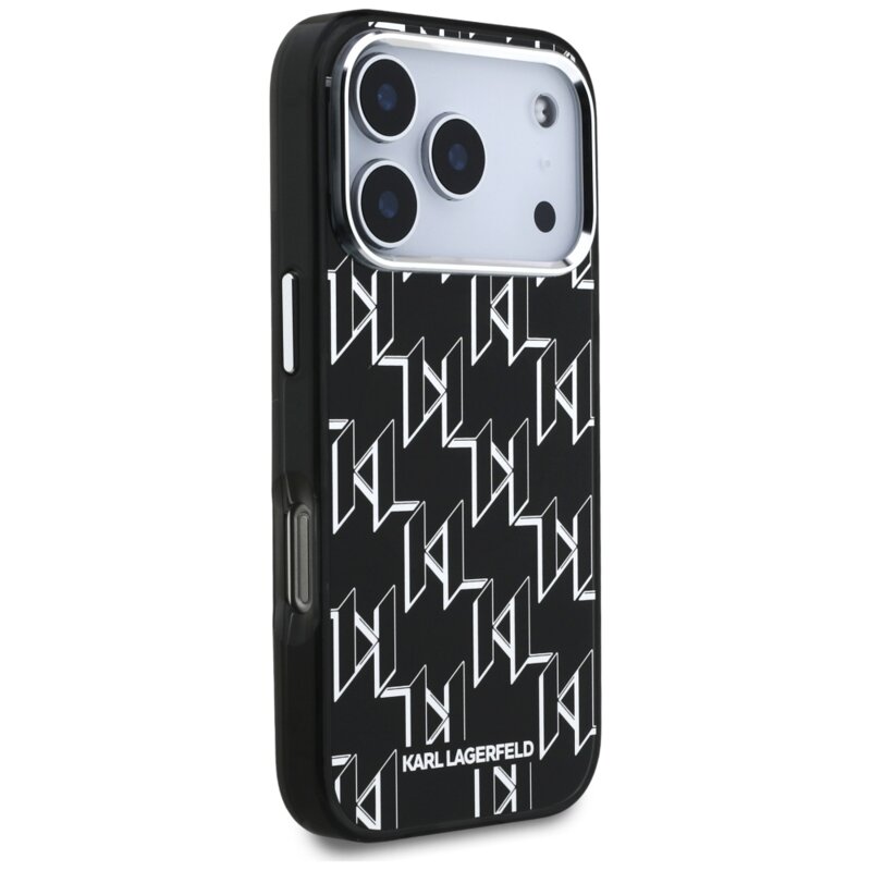 Husa iPhone 17 Pro Karl Lagerfeld IML MagSafe KL Monogram, negru, KLHMP17LHMIKLMEK