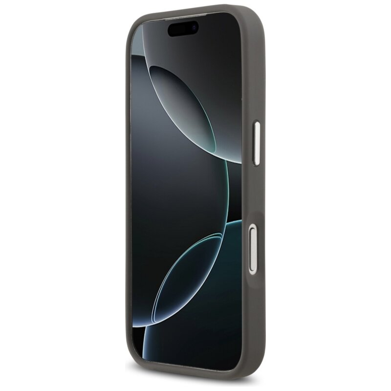 Husa iPhone 17 Pro Karl Lagerfeld Hardcase Grained K&C Heads Pins and Logo, gri, KLHCP17LPSFDHPOG