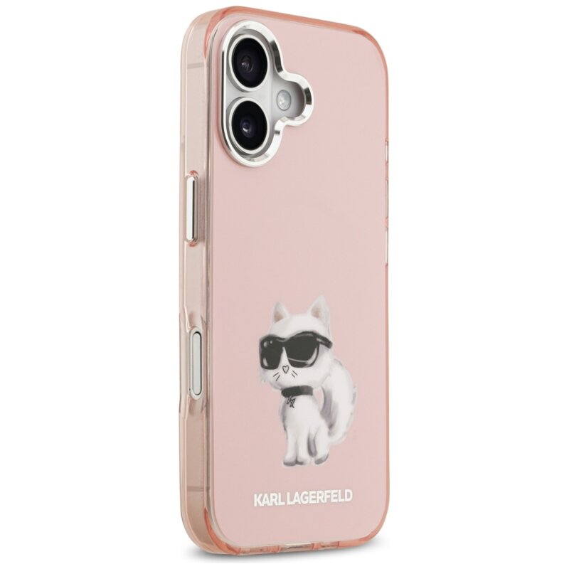 Husa iPhone 17 Karl Lagerfeld IML MagSafe Aquarelle Choupette & Logo, roz, KLHMP17SHMCHAQOP