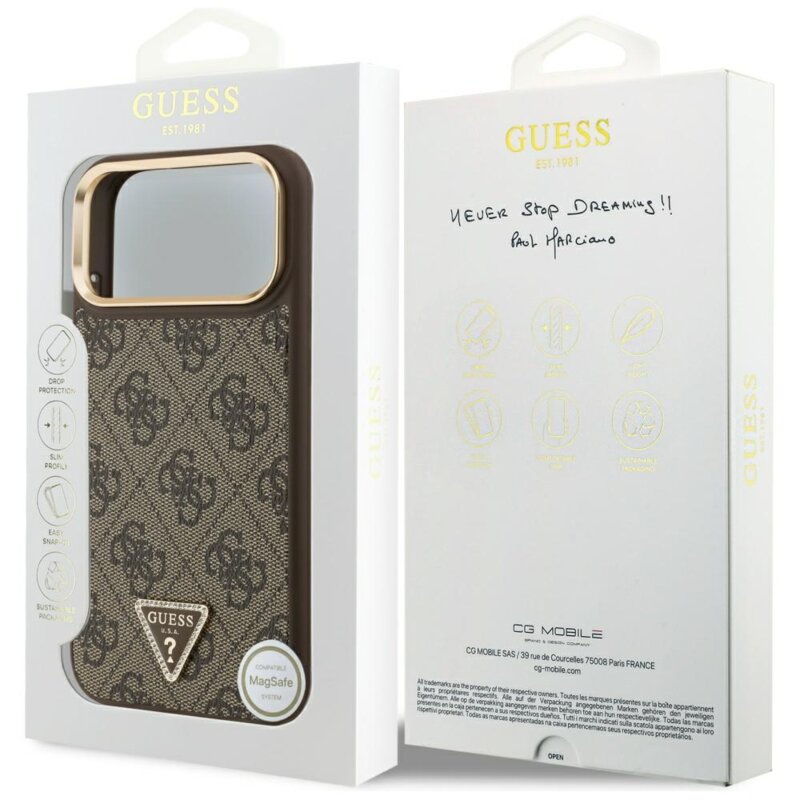 Husa originala Guess iPhone 17 Pro Max Hardcase 4G Triangle Logo MagSafe, maro, GUHMP17XP4GTDGMW