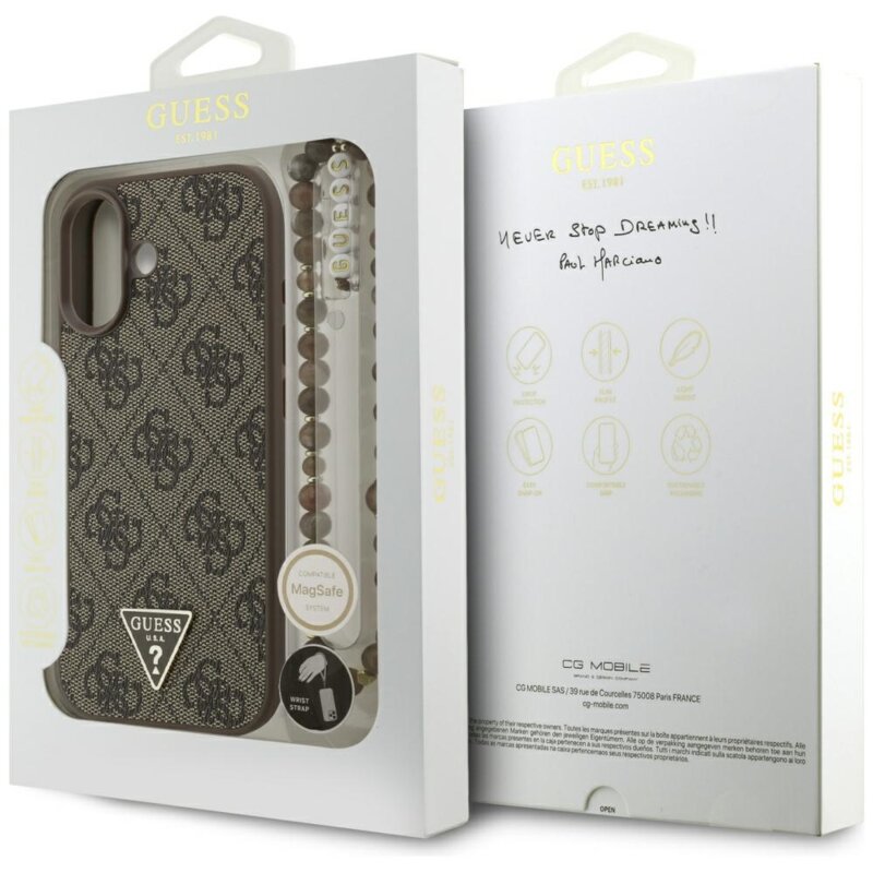 Husa originala Guess iPhone 17 Hardcase 4G Strap Triangle Logo MagSafe, maro, GUHMP17SP4TSDPPSW