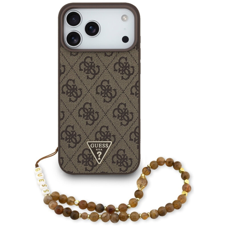 Husa originala Guess iPhone 17 Pro Max Hardcase 4G Strap Triangle Logo MagSafe, maro, GUHMP17XP4TSDPPSW