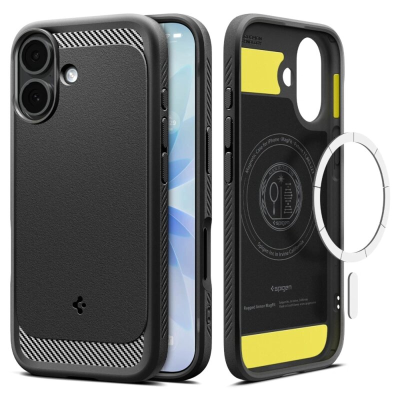 Husa iPhone 17 Spigen Rugged Armor MagSafe, negru