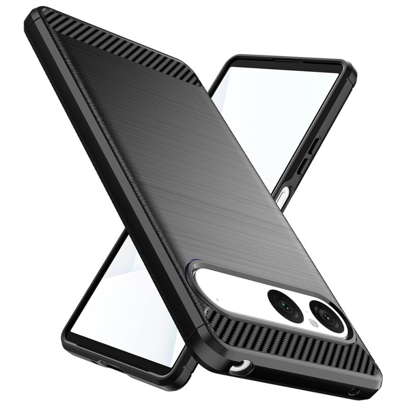 Husa Sony Xperia 10 VII Techsuit Carbon Silicone, negru