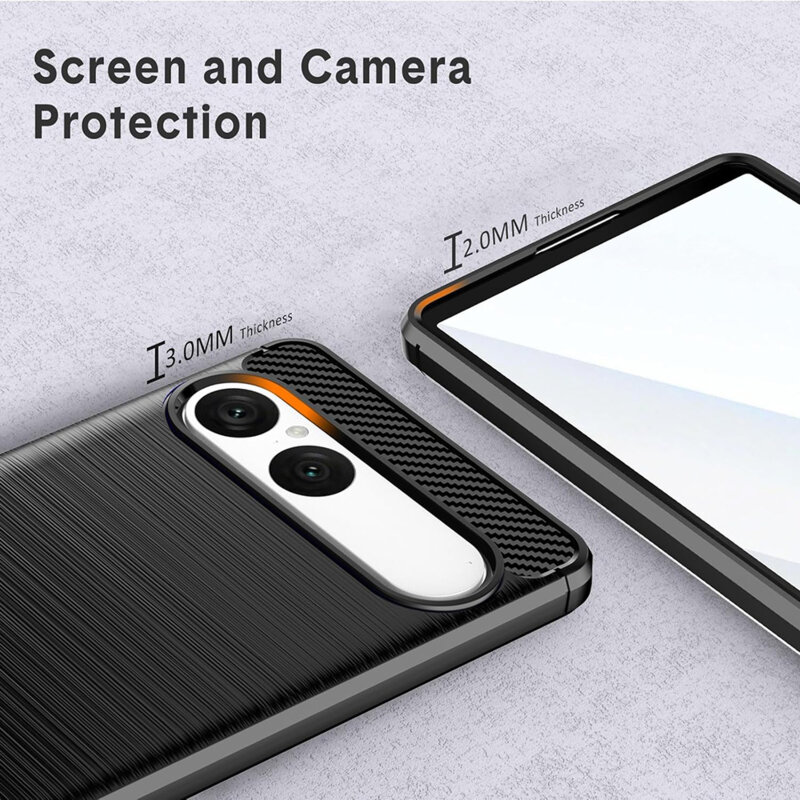 Husa Sony Xperia 10 VII Techsuit Carbon Silicone, negru