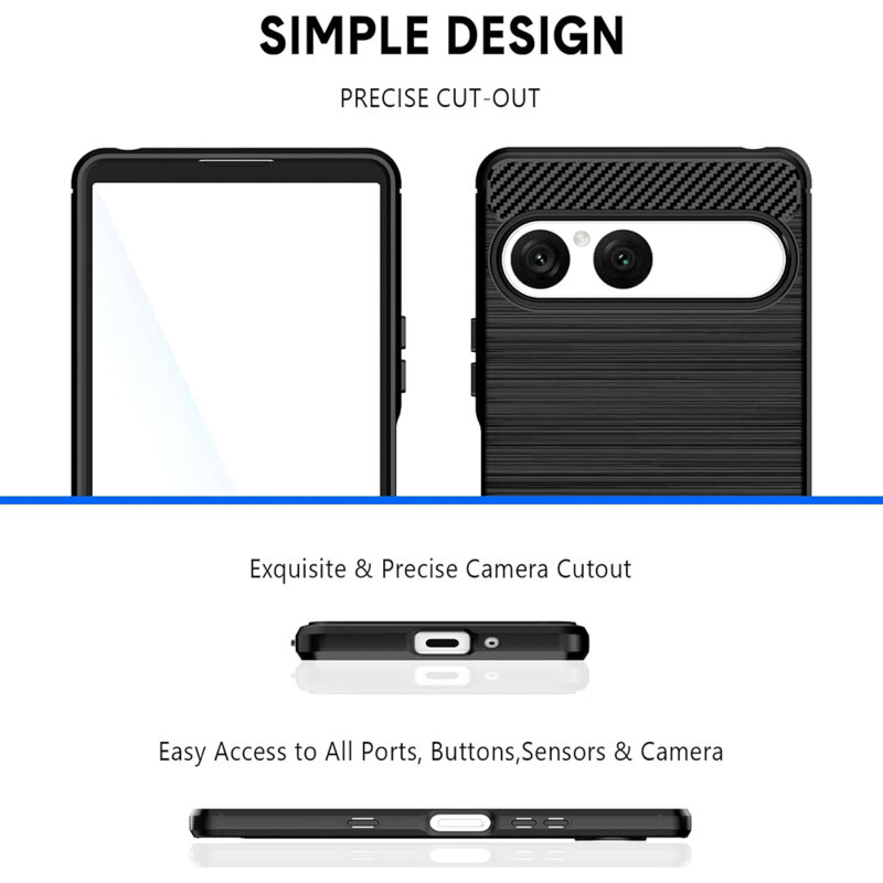 Husa Sony Xperia 10 VII Techsuit Carbon Silicone, negru