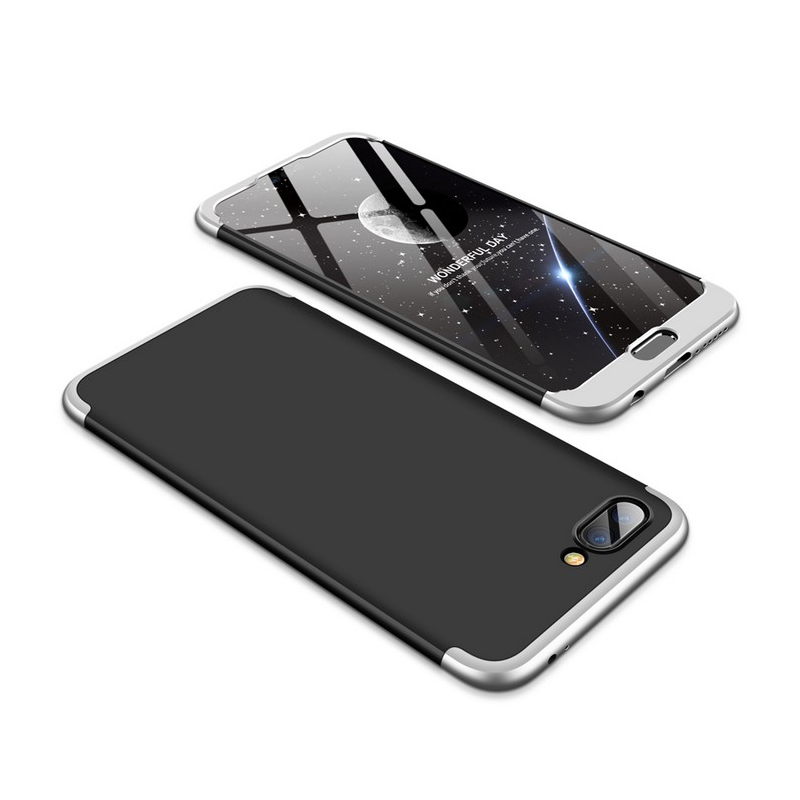 Husa iPhone 7 Plus GKK 360 Full Cover Negru-Argintiu