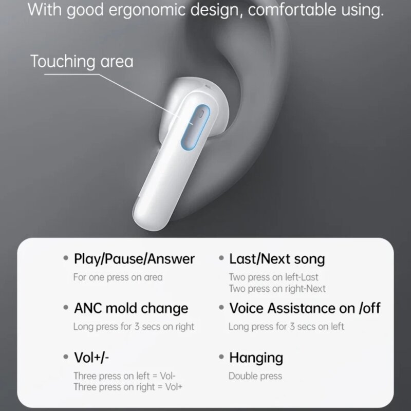 Casti Bluetooth Noise Cancelling, touch Yesido TWS34, 320mAh, alb