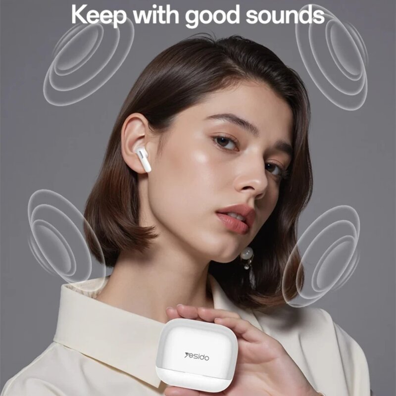 Casti Bluetooth Noise Cancelling, touch Yesido TWS34, 320mAh, alb