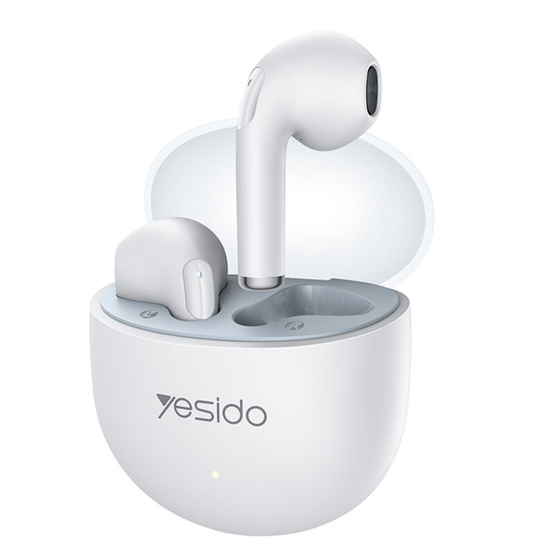 Casti Bluetooth half-in-ear cu microfon Yesido TWS35, 250mAh, alb