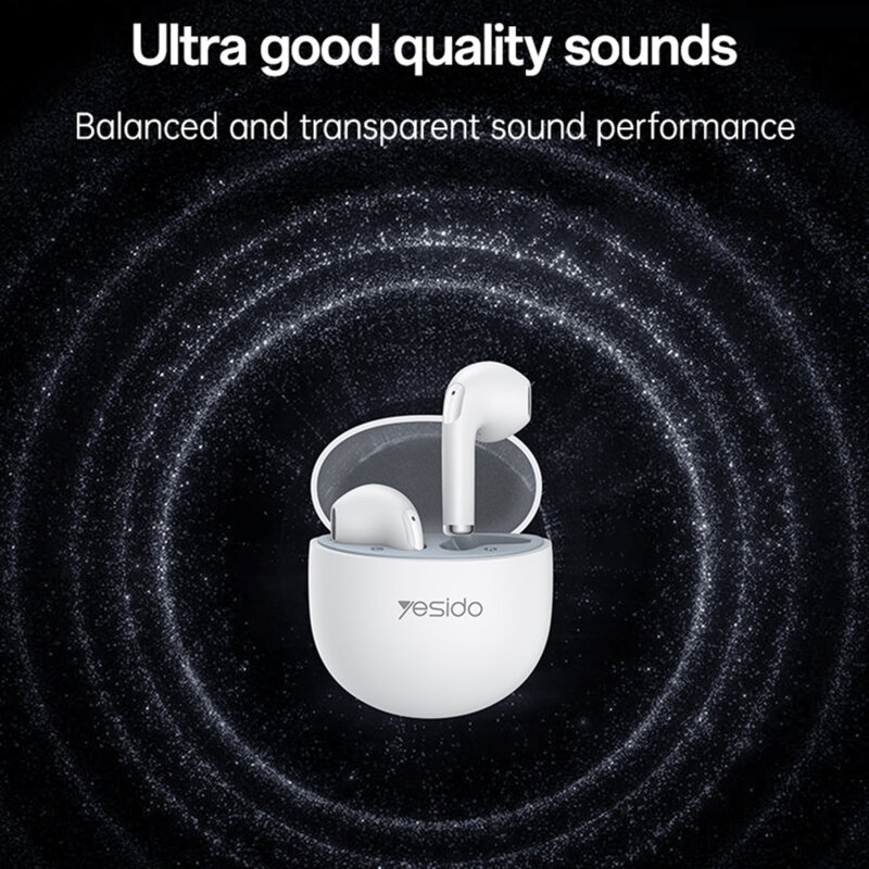 Casti Bluetooth half-in-ear cu microfon Yesido TWS35, 250mAh, alb