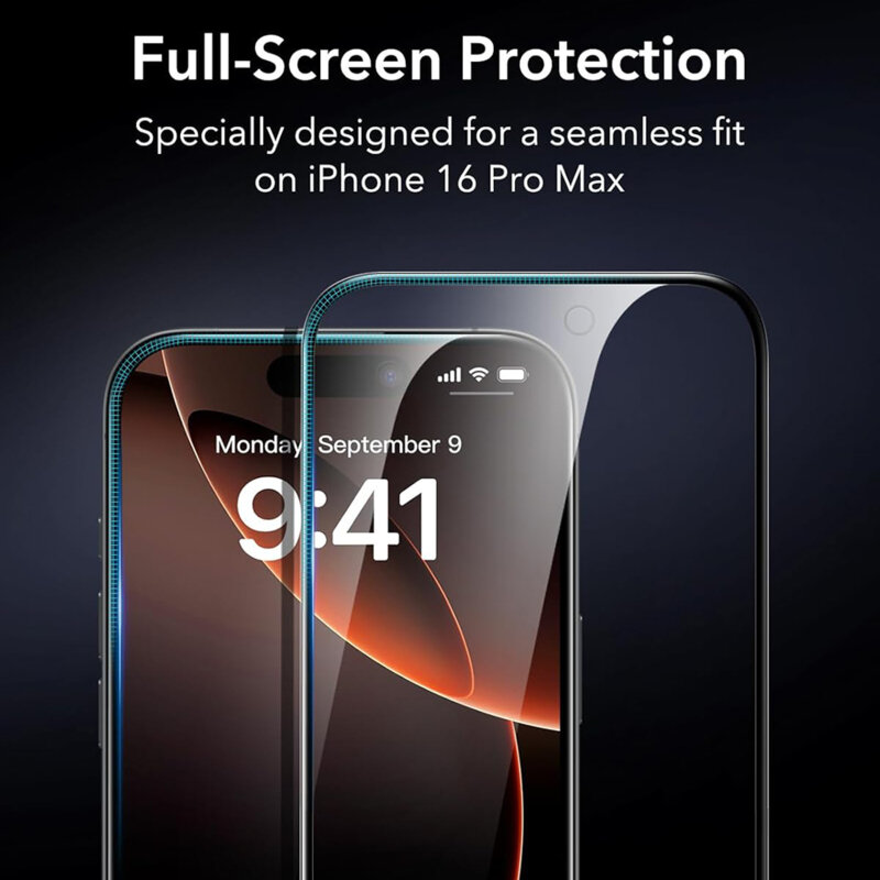 [Pachet 3x] Folie sticla iPhone 17 Pro Max ESR Tempered Glass, negru