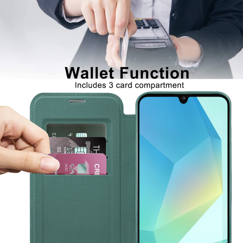 Husa Samsung Galaxy A17 4G Techsuit SmartMag Book Case, verde