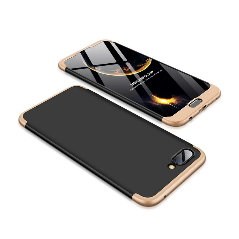 Husa iPhone 7 Plus GKK 360 Full Cover Negru-Auriu