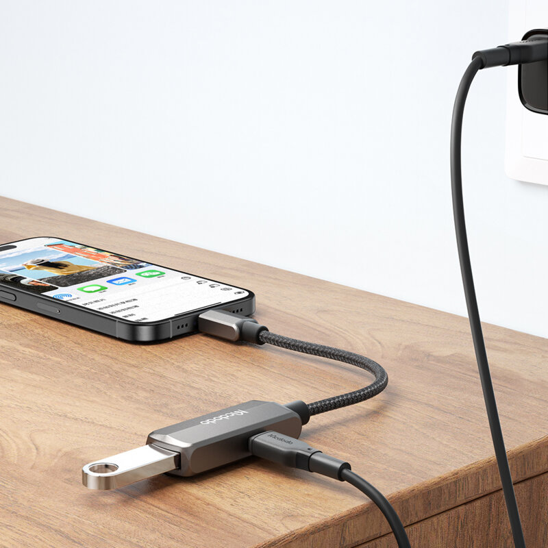 Adaptor OTG Type-C la Type-C, USB, 3A, 60W, 13cm Mcdodo CA-2830, gri