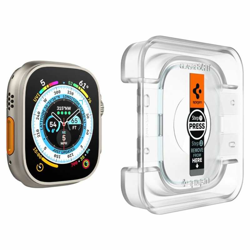 [Pachet 2x] Folie Apple Watch Ultra 3 Spigen Glas.tR EZ Fit, transparenta