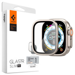 Folie Apple Watch Ultra 3 Spigen Glas.tR Slim Pro, crem
