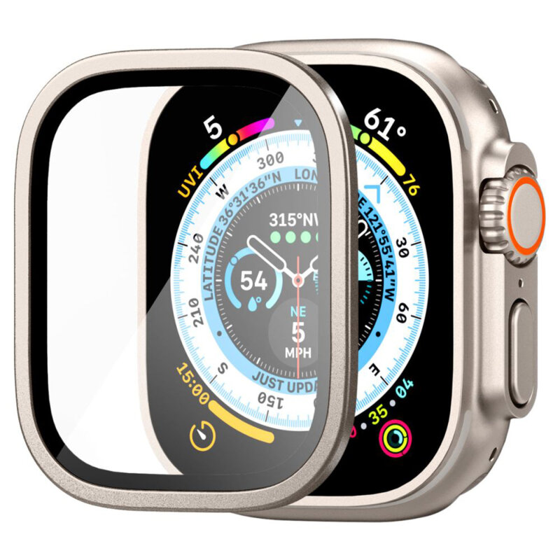 Folie Apple Watch Ultra 3 Spigen Glas.tR Slim Pro, crem