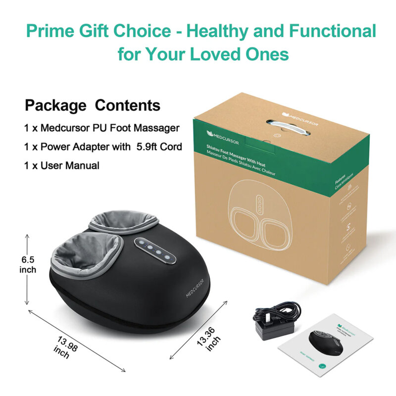 Aparat de masaj pentru picioare cu 3 moduri Medcursor, A02-FM04-BKEU