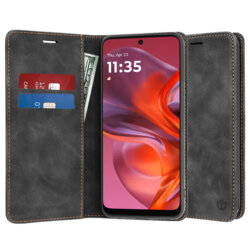 Husa piele Motorola Moto G05 Techsuit Confy Cover, negru