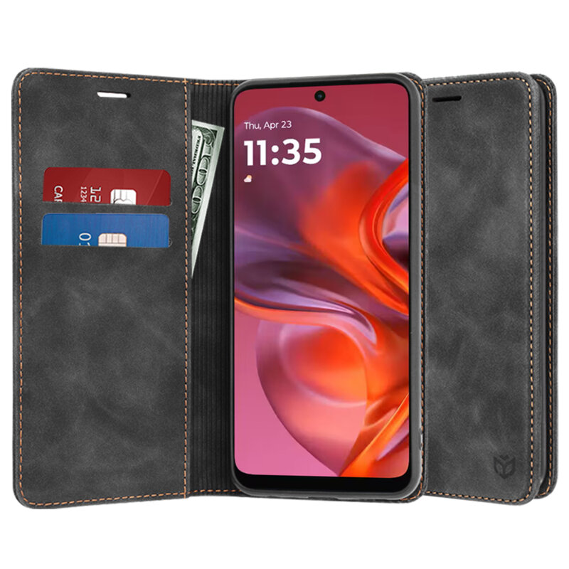 Husa piele Motorola Moto G05 Techsuit Confy Cover, negru