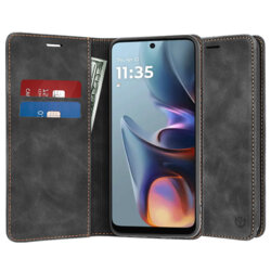 Husa piele Motorola Moto E15 Techsuit Confy Cover, negru