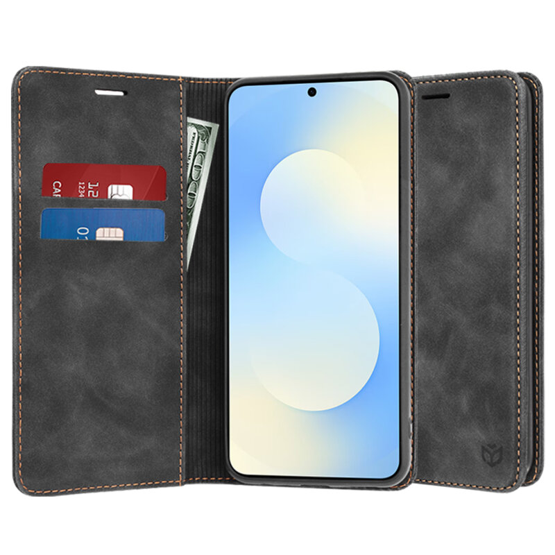 Husa piele Samsung Galaxy S25 FE Techsuit Confy Cover, negru