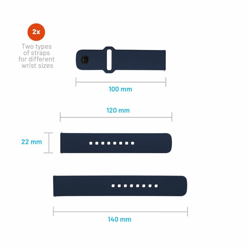 Curea Huawei Watch GT 6 46mm Fixed Silicone Strap Set, albastru