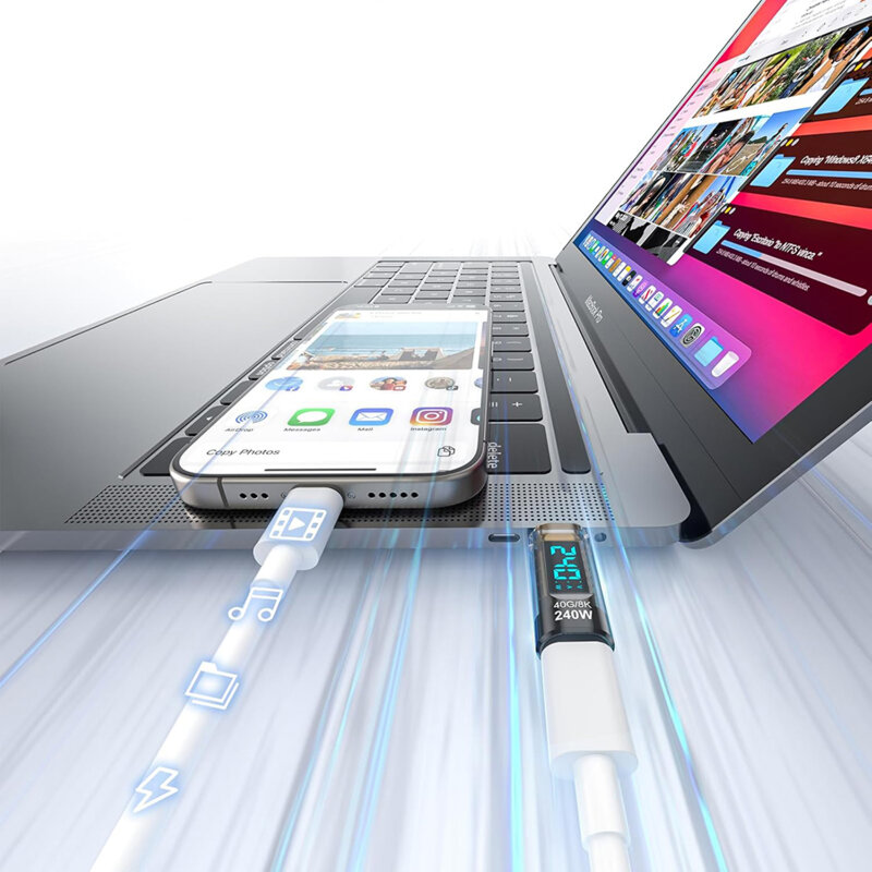 Adaptor USB-C, display LED 8K 240W 40Gbps, Techsuit DataBoost A23