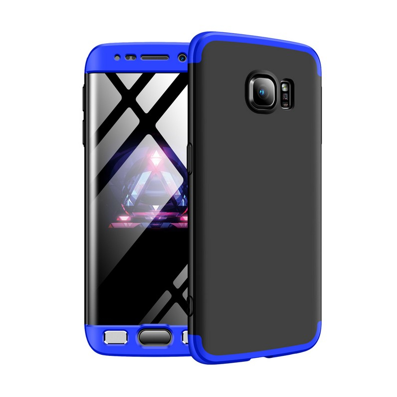 Husa Samsung Galaxy S6 Edge G925 GKK 360 Full Cover Negru-Albastru