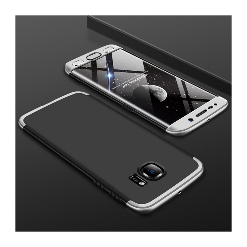 Husa Samsung Galaxy S6 Edge G925 GKK 360 Full Cover Negru-Argintiu