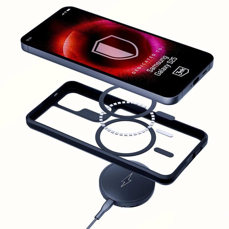 Husa Samsung Galaxy S25 3mk Satin Armor MagCase, transparenta