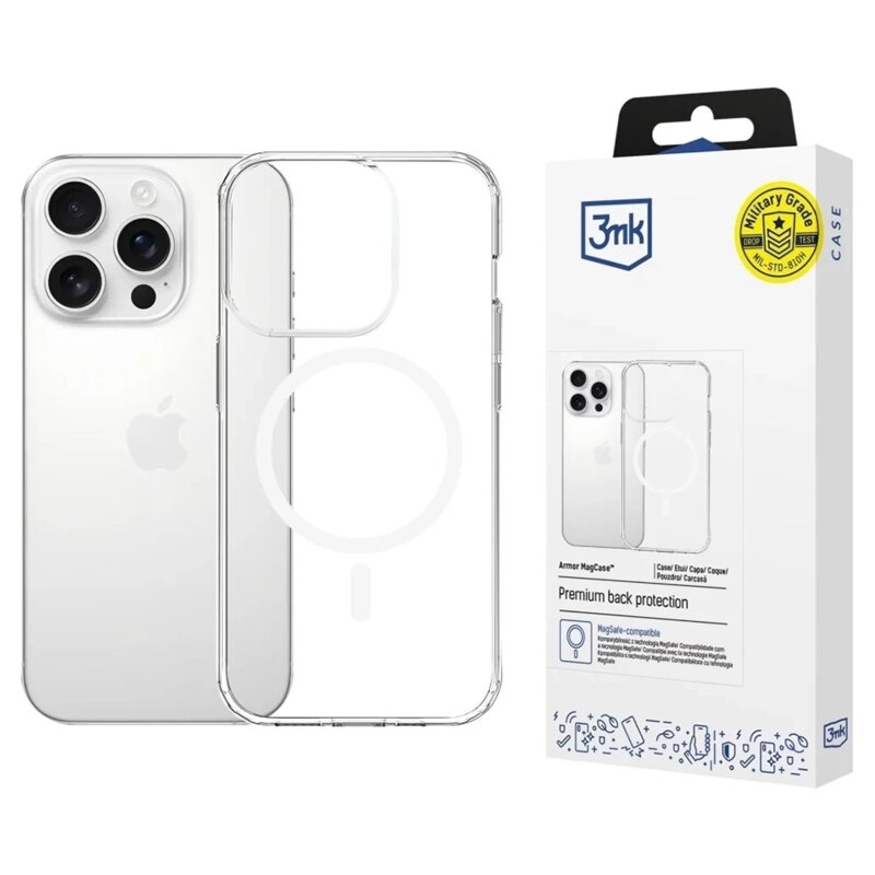 Husa iPhone 16 Pro Max 3mk Armor MagCase, transparenta