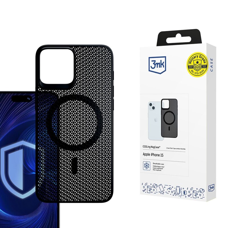 Husa iPhone 15 3mk COOLing MagCase, negru