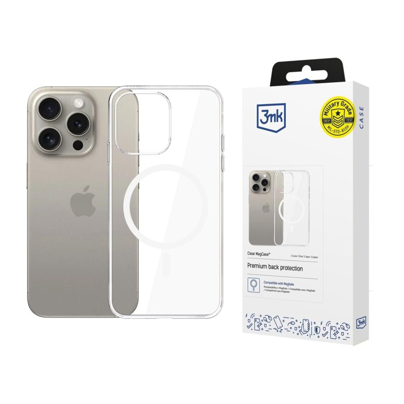 Husa iPhone 15 Pro Max 3mk Clear MagCase, Transparent