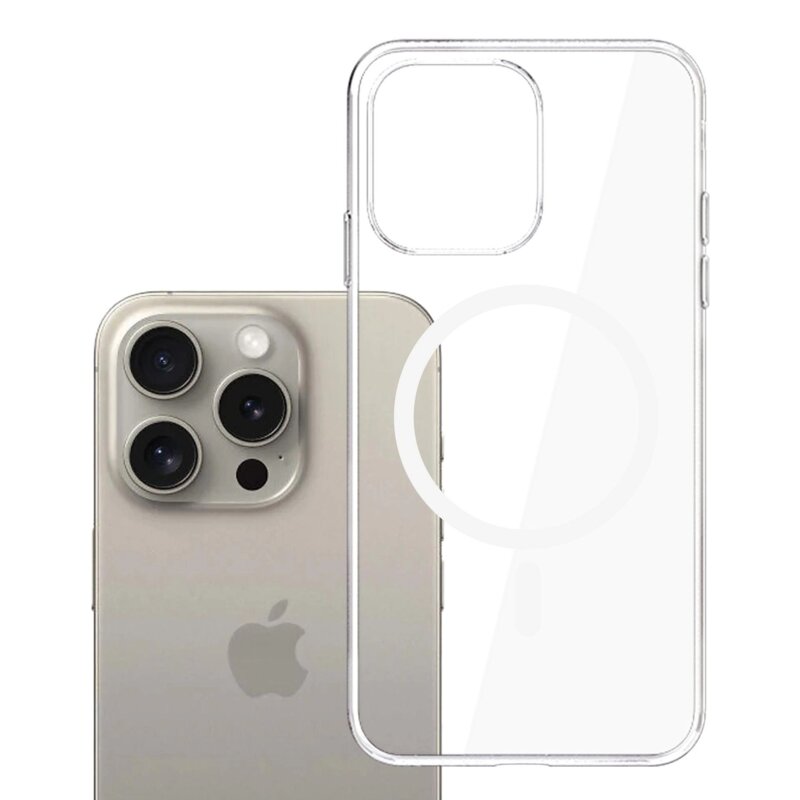 Husa iPhone 15 Pro Max 3mk Clear MagCase, Transparent