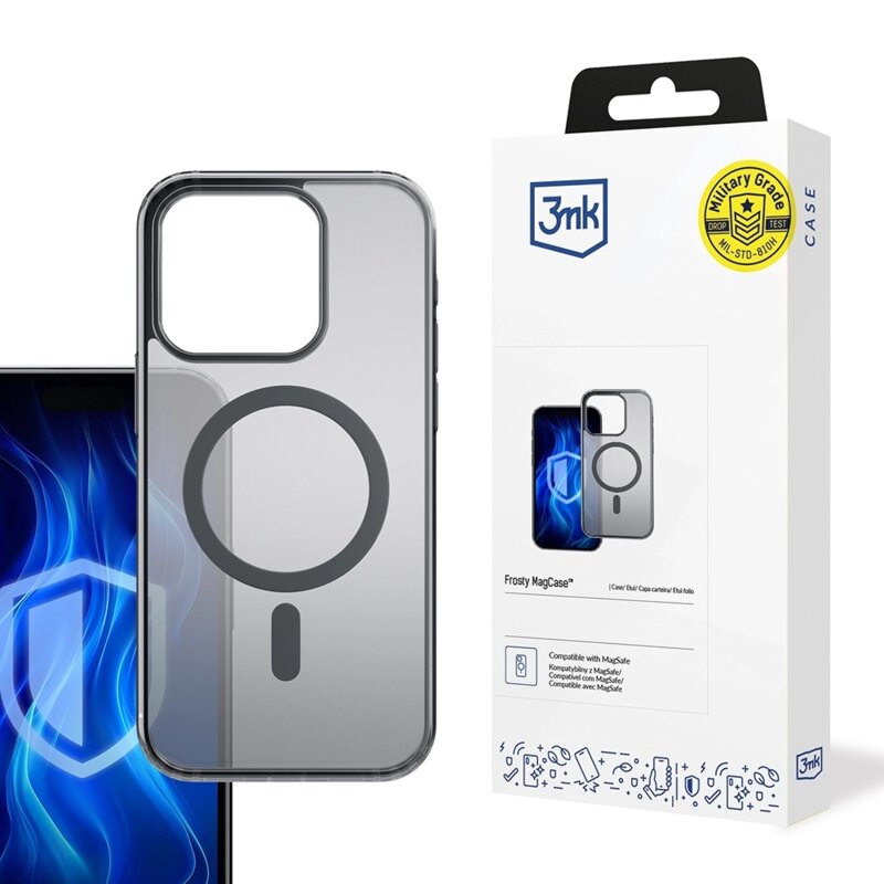 Husa iPhone 13 Pro Max premium 3mk Frosty MagCase, negru