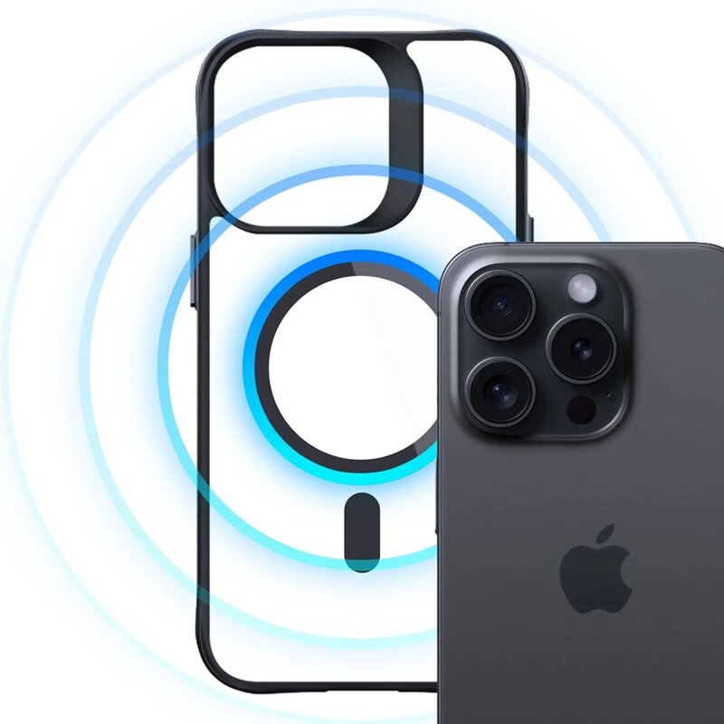 Husa iPhone 15 Pro Max 3mk Satin Armor MagCase, negru