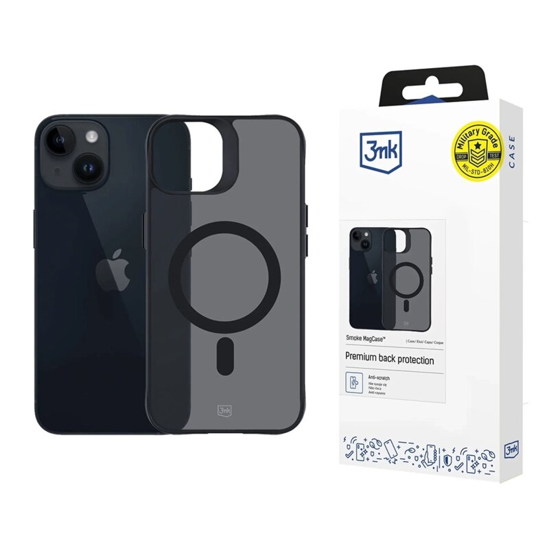 Husa iPhone 14 premium 3mk Smoke MagCase, negru