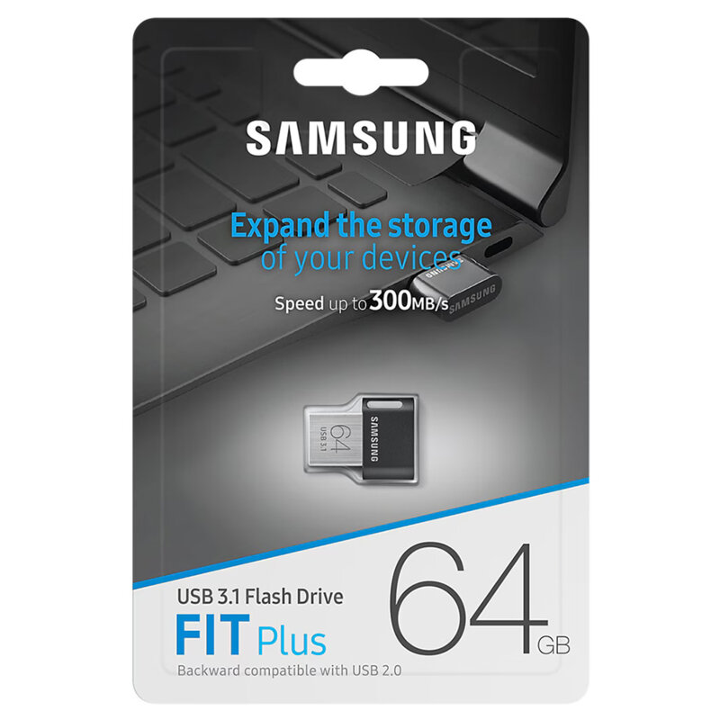 Stick USB 64GB Samsung FIT Plus, 300MB/s, negru, MUF-64AB/APC