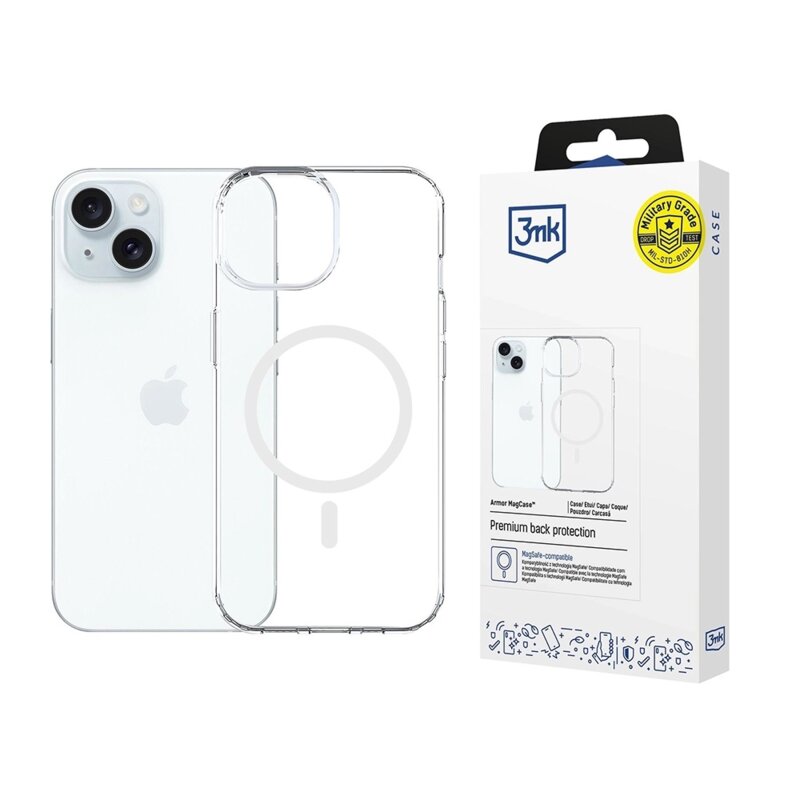 Folie iPhone 15 3mk Armor MagCase, transparenta