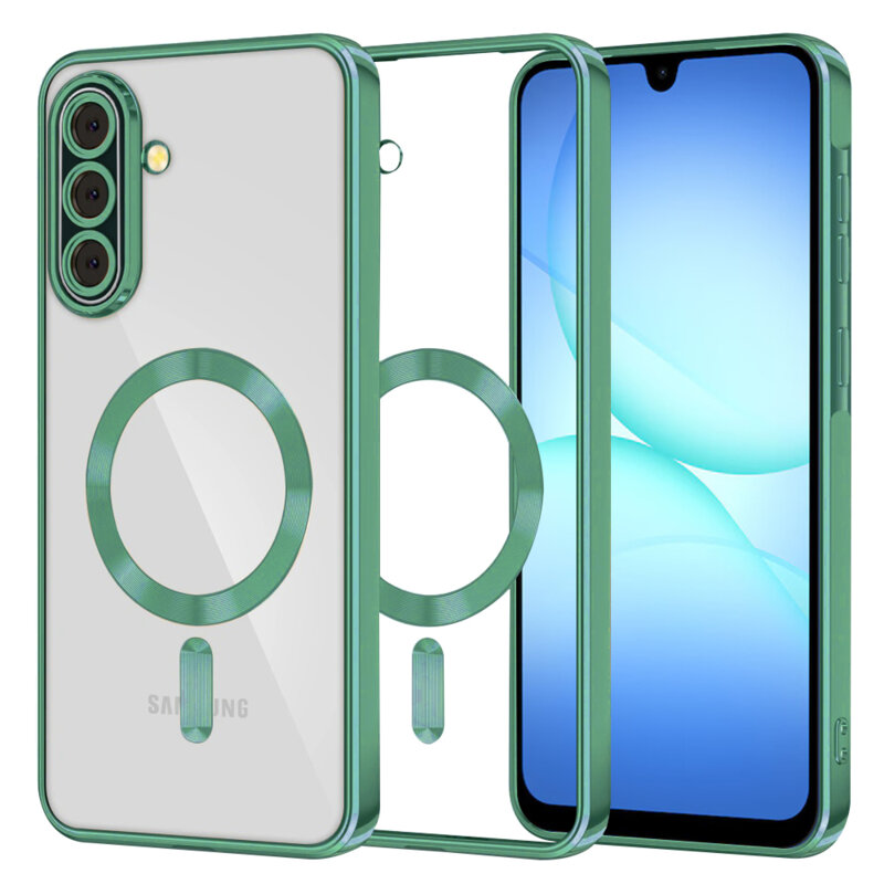 Husa premium Samsung Galaxy A17 5G Techsuit Luxury Crystal MagSafe, verde deschis