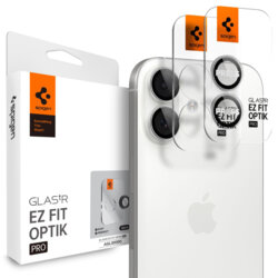 [Pachet 2x] Folie sticla camera iPhone 16 Plus Spigen Glas.tR Optik EZ Fit Pro, argintiu